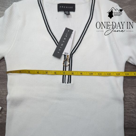 Premise Ribbed Long Sleeve Quarter Zip Sweater Size S - Picture 3 of 5